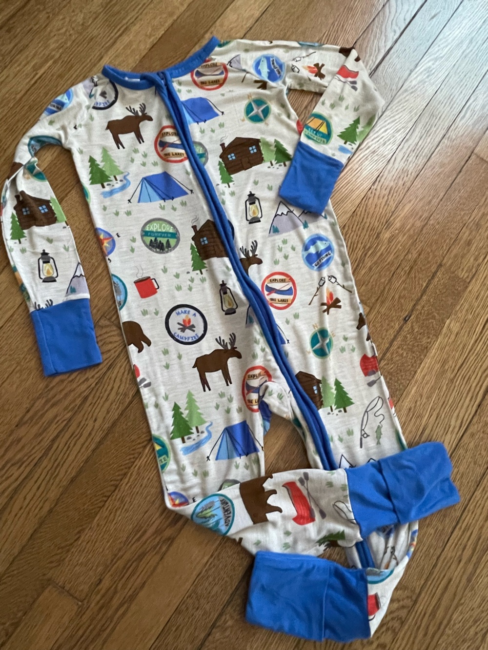 Little Sleepies boys camping print Footless Sleep Pajamas 2t